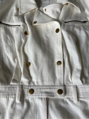 Lovers and Friends Small Fancy White Denim Romper With Gold Buttons thumbnail 8