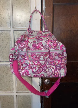 Vera Bradley Quilted Paisley Pink Travel Tote Bag thumbnail 1