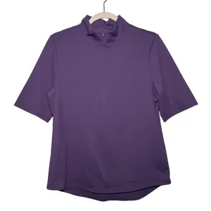 Tommy Bahama IslandZone Purple Short Sleeve Mock Neck Zip Golf Polo Shirt Medium thumbnail 1