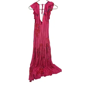 Free People‎ Maxi Dress Womens 6 Pink Extratropical Floral Ruffle Boho High Low thumbnail 2