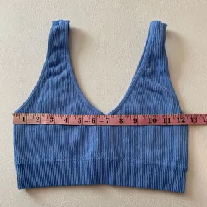 Aerie Real Good Blue Ribbed Longline Sports Bra Size L/G Low Impact Lounge thumbnail 5