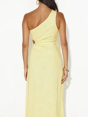 Hello Molly Lemon Yellow One-Shoulder Cutout Maxi Dress thumbnail 6