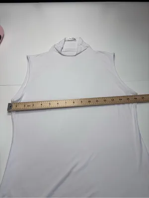 APRLL White Sleeveless Mock Neck Turtleneck Top Tank Size L Minimalist Style EUC thumbnail 4