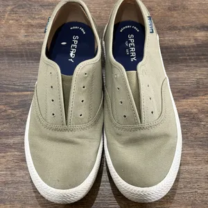 Sperry Olive Slip-On Boat Shoes thumbnail 1