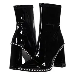 Steve Madden Edita Rhinestone Patent Boots thumbnail 1