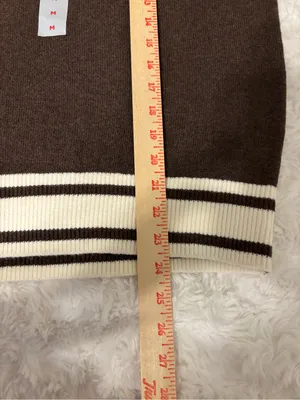 Old Navy Brown Cream V-Neck Varsity Stripe Sweater M NWT thumbnail 5