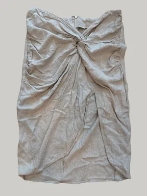 Lulus Twist Front Beige Midi Skirt thumbnail 1