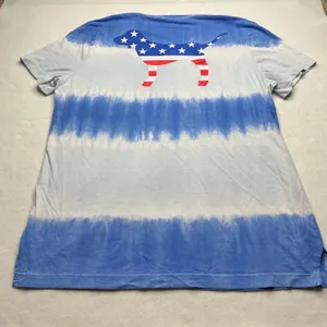 PINK Victoria's Secret Blue Tie Dye American Flag Dog Pocket T-Shirt Large thumbnail 2