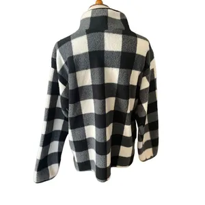 Como Vintage Black and White Checkered Half Zip Mock Collar Pullover Size XL thumbnail 4
