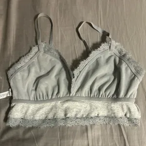Aerie Gray Lace Trim Bralette Size L thumbnail 4