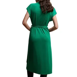 NWT Mango Women's Bow‎ Wrap Midi Dress Kelly Green Size 6 Feminine Contemporary thumbnail 2