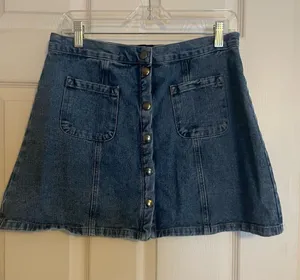 Urban Outfitters Denim Button-Front Mini Skirt in Dark Blue Size Large thumbnail 1