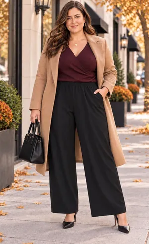 Kasper Plus Size 2X Black Pull-On Pants Stretch Wide Leg Career Trousers thumbnail 1