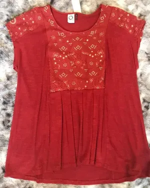 Anthropologie Burnt Orange Baby Doll Top thumbnail 1