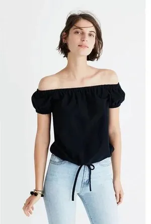 Madewell Black Melody Off-The-Shoulder Top Size Large thumbnail 1