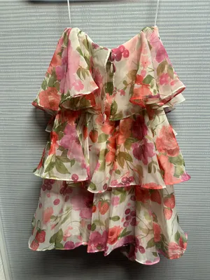 Abercrombie & Fitch Pink Floral Tiered Chiffon Dress thumbnail 4