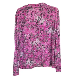 Lilly Pulitzer Purposefully Plumeria Pink Elephant Long Sleeve Pajama Knit Top M thumbnail 2