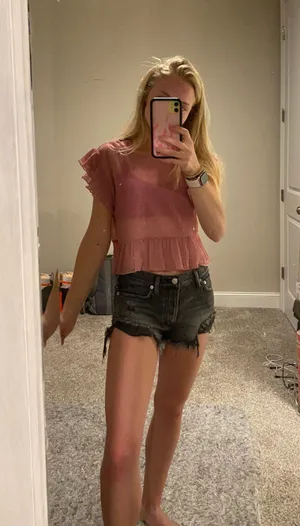 Forever 21 sheer pink top thumbnail 1