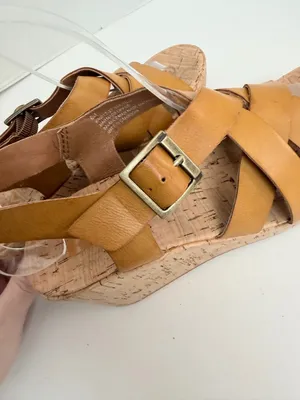 Korks Nova Sandals Wedge Lightweight Travel Comfort Boho Mustard Yellow Camel thumbnail 4