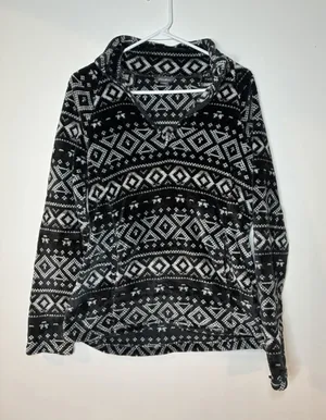 Eddie Bauer Women's Aztec 1/4 Zip Long Sleeve Fleece Pullover Size L Black thumbnail 1
