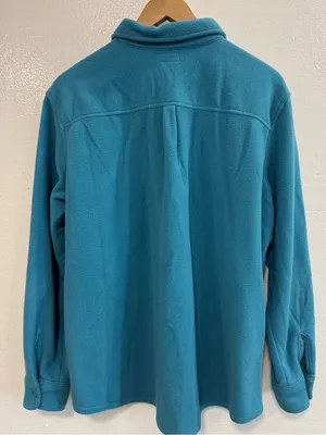 L.L. Bean Women L Large Fleece Button Front Shirt Jacket Blue Pocket Shacket thumbnail 3