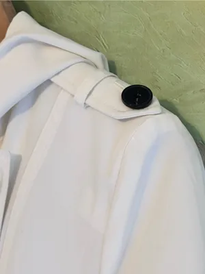 ESPRIT Hooded Double Breasted Trench Coat with Belt M 20” p2p White EUC thumbnail 7