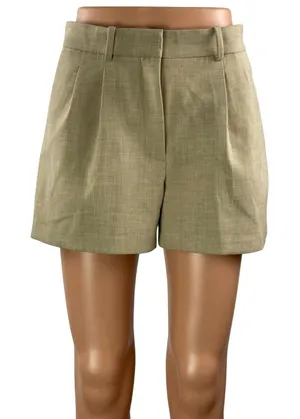 Aritzia Babaton Atelier Women's Beige Pleated High Waisted Casual Dress Shorts 4 thumbnail 1