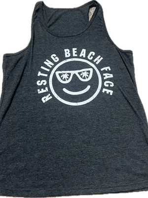 Source‎ Unknown Charcoal Gray Graphic Tank Top - White Print thumbnail 2