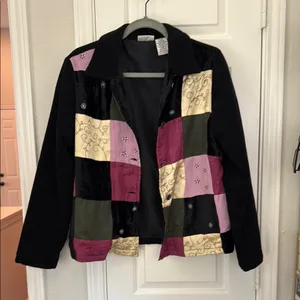 Vintage y2k Patchwork & satin whimsigoth velvet jacket thumbnail 2