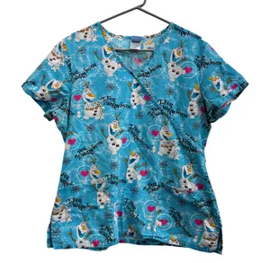 Disney Frozen Olaf Snowman I Feel All Warm Inside Scrub Top XL Character Peds thumbnail 1