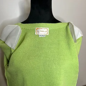 Vintage Liz Sheldon Ltd Lime Green‎ Skirt and Sweater Set w/ Jewel Tassel Detail thumbnail 13