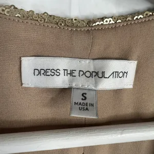 Dress The Population Size Small Cara Two Piece Gown Gold‎ Sequin Holiday Party thumbnail 8