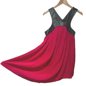 Funktional Dress‎ Silk Lambskin Leather Black Pink Sleeveless Y2K Women's Medium thumbnail 3