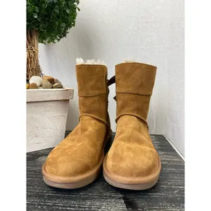 Ugg Koolaburra Tan Andrah Short Leather Fleece Lined Boots Shoes 5 thumbnail 3