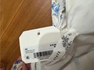 Altar'd State Maya Blue Floral Swiss Dot Open Back Bow Mini Dress NWT XL thumbnail 14