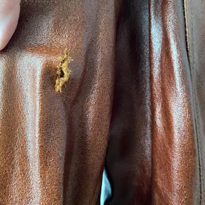Villa Nappali Leather Distressed Rugged Blazer‎ Jacket 12 Brown Outerwear Coat thumbnail 6