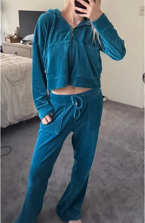 Cable & Gauge Velour Set Teal thumbnail 1