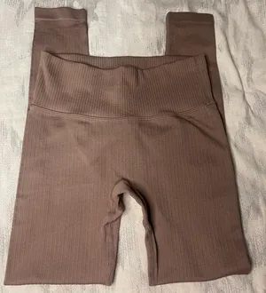 Amazon Light Brown Ribbed Leggings thumbnail 1