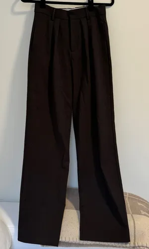 Zara chocolate brown trousers thumbnail 1