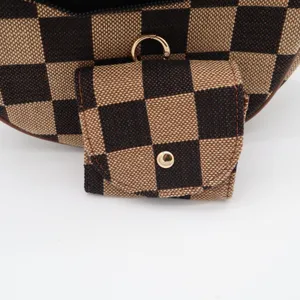 Unbranded Crossbody Bag Womens OS Checkered Brown Crescent Sling Pouch Excellent thumbnail 6