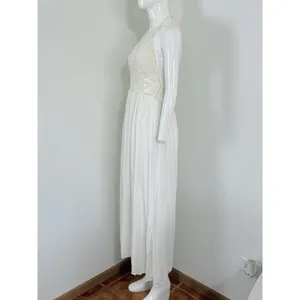 Lilbetter Womens Ivory Crochet Halter Maxi Dress Boho Beach Resort Vacation S thumbnail 2