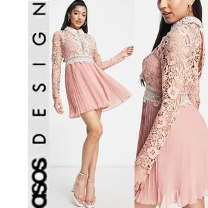 ASOS DESIGN rose Victorian-inspired Pleated Lace Dream Mini Dress 6 thumbnail 2