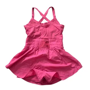 Unbranded Exercise Dress Large Pink‎ Crossback Smocked Waist Athleisure Active thumbnail 3