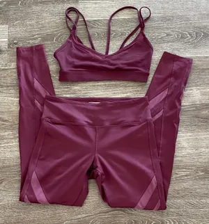 Forever 21 matching set workout gym yoga athletic purple sports bra leggings XS thumbnail 1