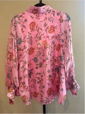 Entro Floral Print Blouse in Pink Size XL thumbnail 3