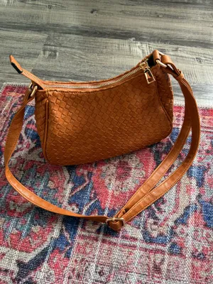 cognac braided purse crossbody thumbnail 3