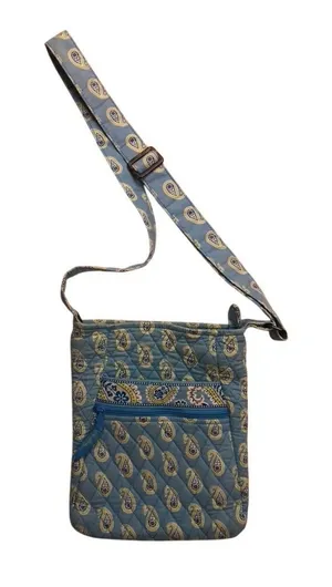 Vera Bradley Crossbody Bag Women Small Blue Quilted Paisley Hipster‎ Spring thumbnail 1
