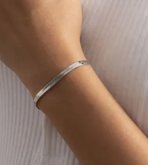 Madewell NWOT  Thin Flat silver Snake Chain Bracelet thumbnail 1