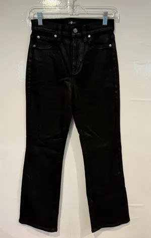 7‎ for all mankind high rise black coated slim kick out jeans thumbnail 1