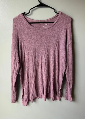 American Eagle Soft & Sexy Plush Pink Long Sleeve Top Medium thumbnail 1